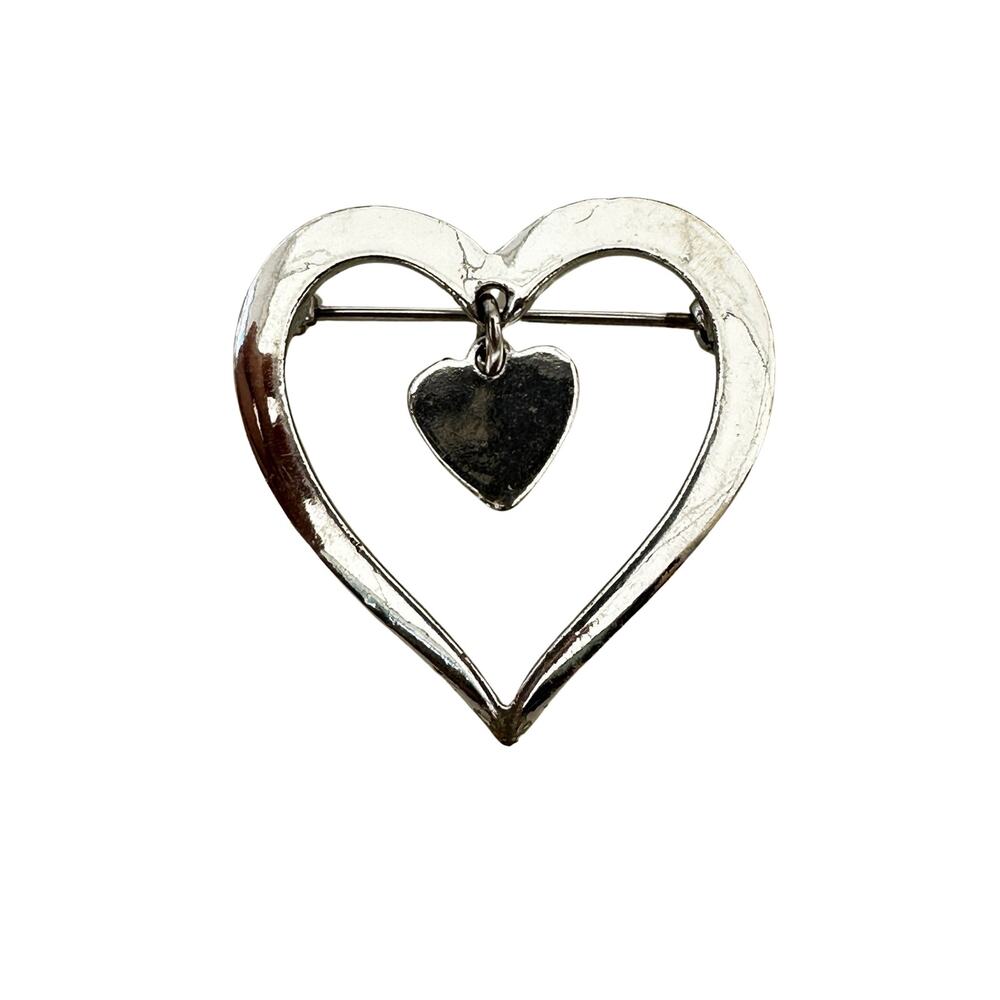 Vintage Lot of Five Silver Brooches Geometric Abstract Angel Heart - Picture 10 of 12